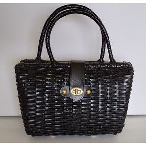 Black Wicker Vintage Handbag Purse